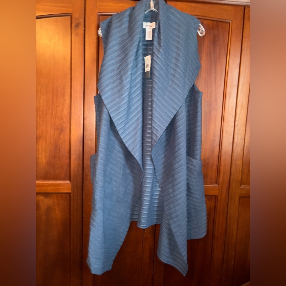 Chic Blue Pleated Vest #1631